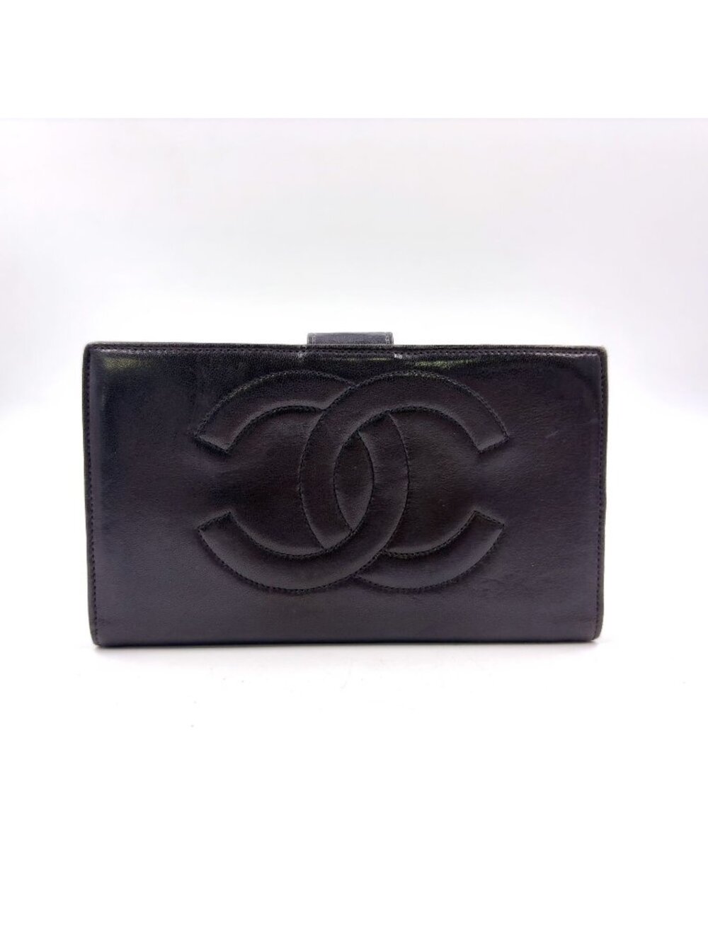 Chanel CC Logo Lambskin Black Wallet Gold